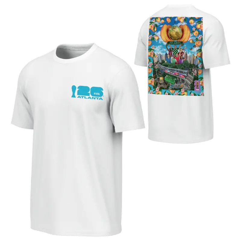 England Footbalkits 2026 World Cup Atlanta Poster White T-Shirt – Unisex – Official World Cup Football Kits