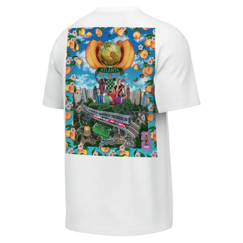 England Footbalkits 2026 World Cup Atlanta Poster White T-Shirt – Unisex – Official World Cup Football Kits