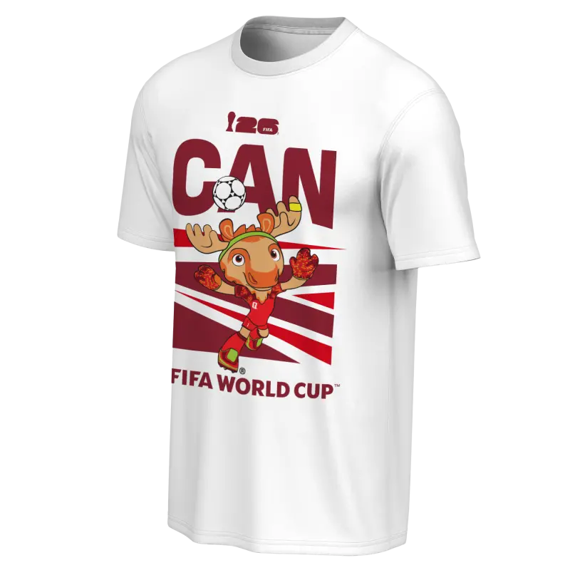England Footbalkits 2026 World Cup Canada Mascot White T-Shirt – Unisex – Official World Cup Football Kits
