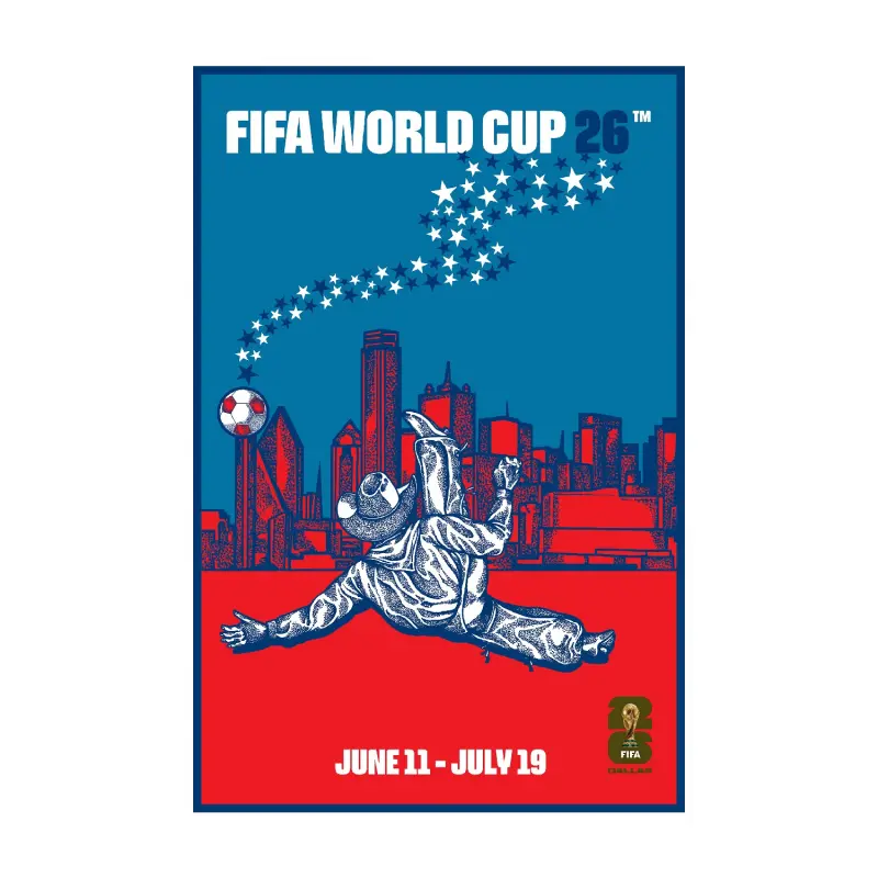 England Footbalkits 2026 World Cup Dallas Host City Poster – Official World Cup Football Kits