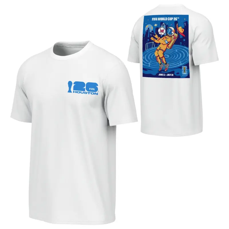 England Footbalkits 2026 World Cup Houston Poster White T-Shirt – Unisex – Official World Cup Football Kits