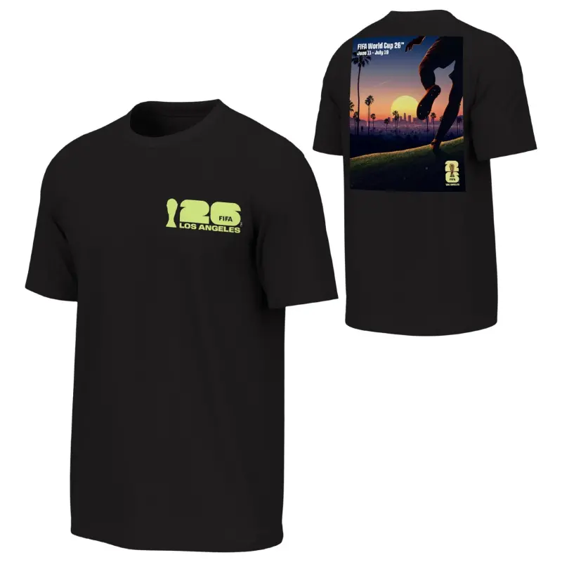 England Footbalkits 2026 World Cup Los Angeles Poster Black T-Shirt – Unisex – Official World Cup Football Kits