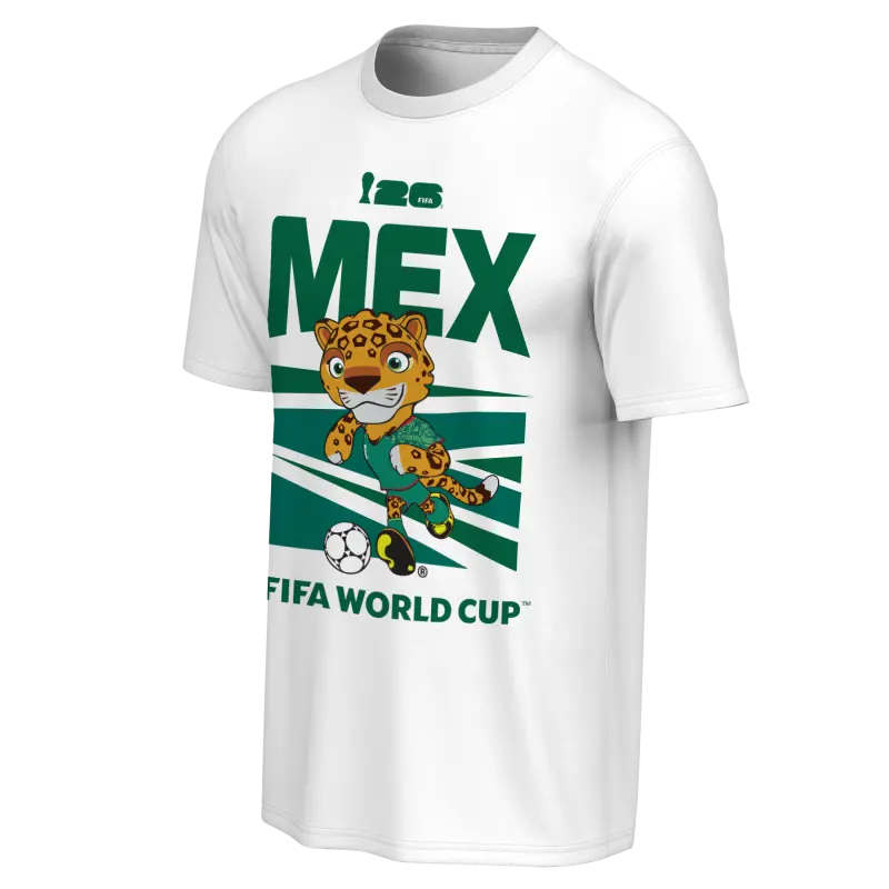 England Footbalkits 2026 World Cup Mexico Mascot White T-Shirt – Unisex – Official World Cup Football Kits