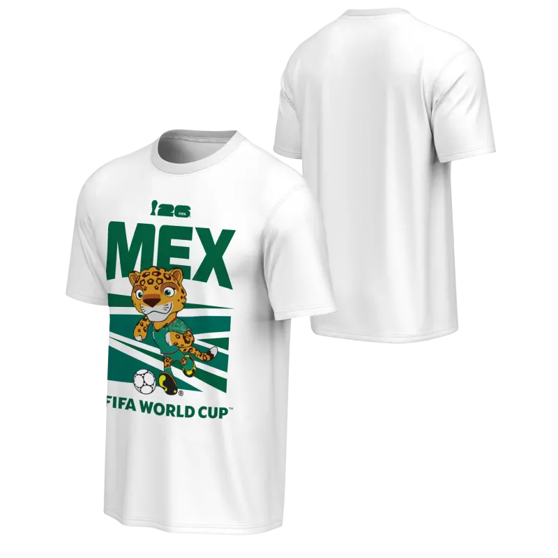 England Footbalkits 2026 World Cup Mexico Mascot White T-Shirt – Unisex – Official World Cup Football Kits