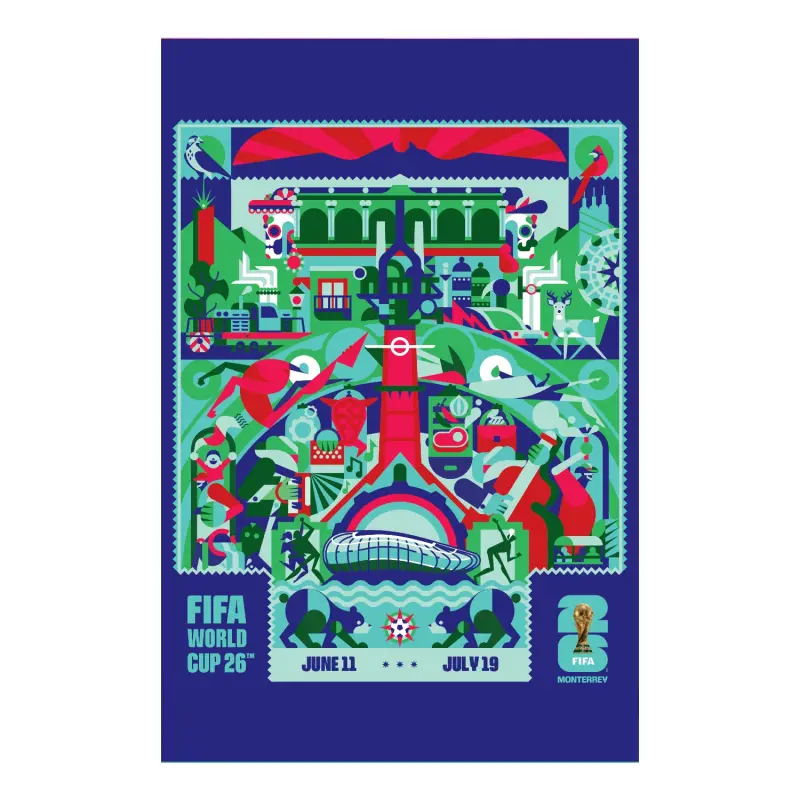 England Footbalkits 2026 World Cup Monterrey Host City Poster – Official World Cup Football Kits