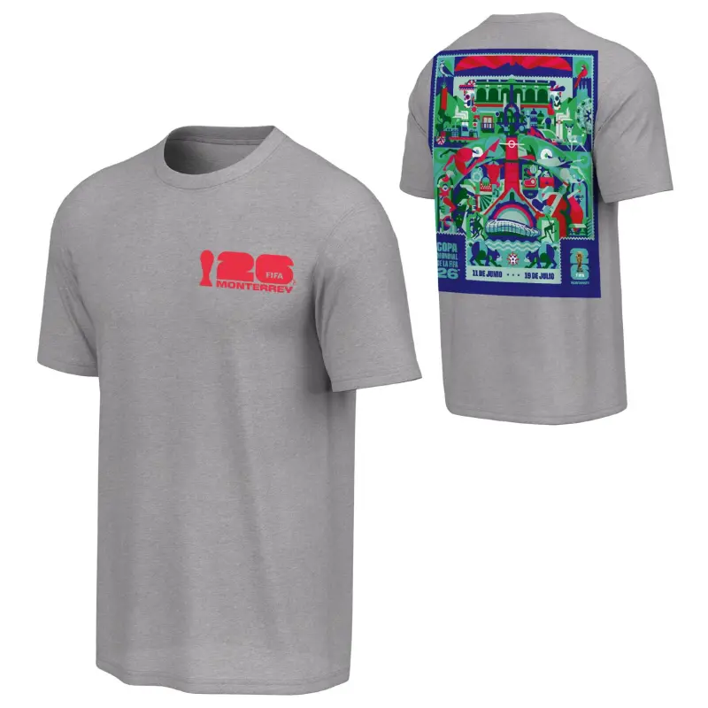 England Footbalkits 2026 World Cup Monterrey Poster Grey T-Shirt [ESP] – Unisex – Official World Cup Football Kits