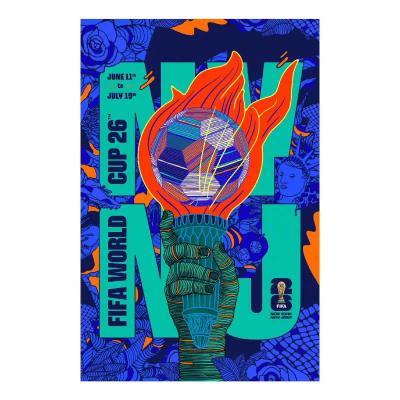 England Footbalkits 2026 World Cup New York New Jersey Host City Poster – Official World Cup Football Kits