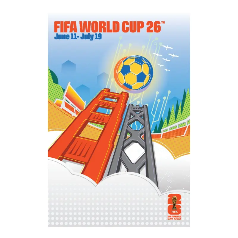 England Footbalkits 2026 World Cup San Francisco Bay Area Host City Poster – Official World Cup Football Kits