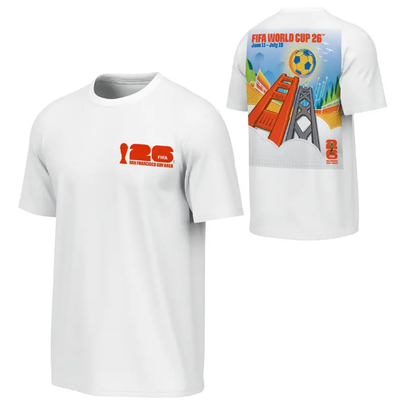 England Footbalkits 2026 World Cup San Francisco Bay Area Poster White T-Shirt – Unisex – Official World Cup Football Kits