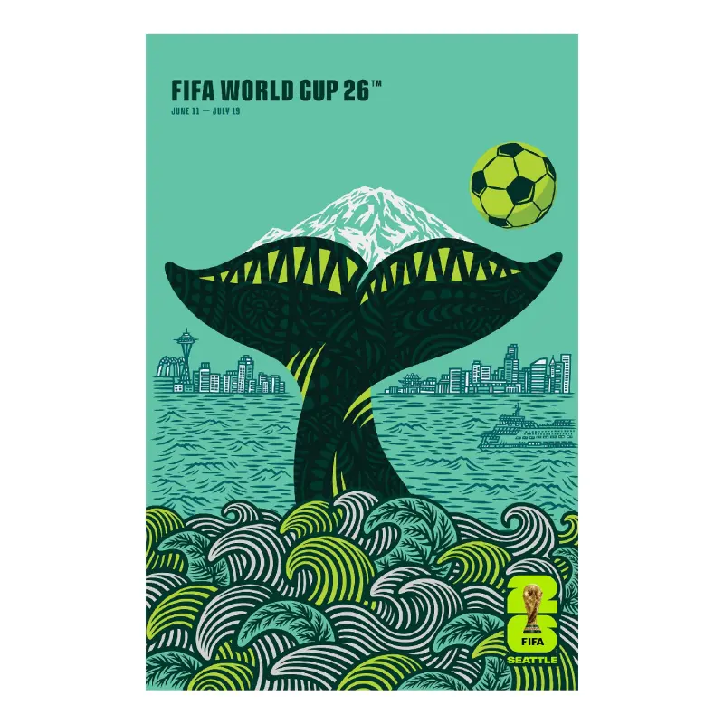 England Footbalkits 2026 World Cup Seattle Host City Poster – Official World Cup Football Kits