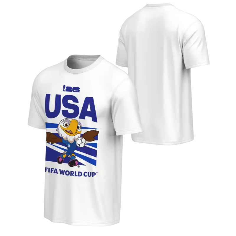 England Footbalkits 2026 World Cup USA Mascot White T-Shirt – Unisex – Official World Cup Football Kits
