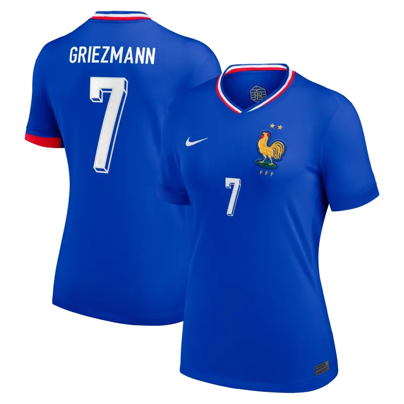 England Footbalkits Antoine Griezmann France National Team Nike Women’s 2024 Home Replica Jersey – Blue – Official World Cup Football Kits