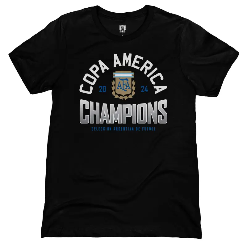 England Footbalkits Argentina National Team 1863FC 2024 Copa America Champions T-Shirt – Black – Official World Cup Football Kits