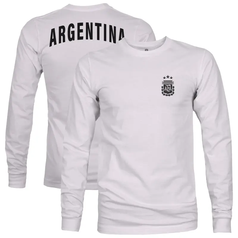 England Footbalkits Argentina National Team 1863FC Back Team Arch Long Sleeve T-Shirt – Gray – Official World Cup Football Kits