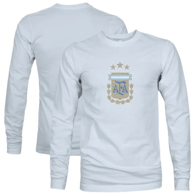 England Footbalkits Argentina National Team 1863FC Color Badge Long Sleeve T-Shirt – Light Blue – Official World Cup Football Kits