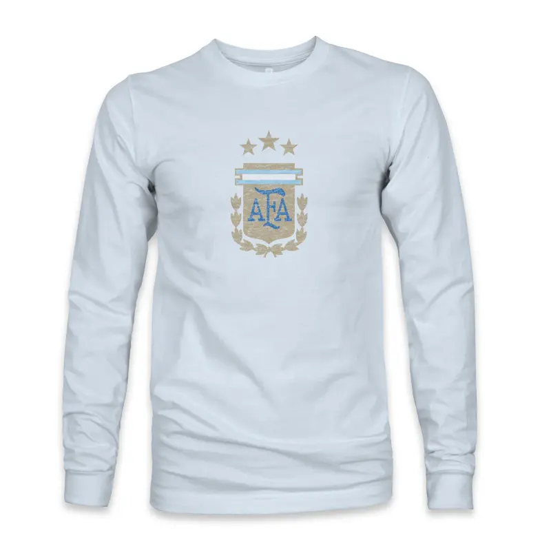 England Footbalkits Argentina National Team 1863FC Color Badge Long Sleeve T-Shirt – Light Blue – Official World Cup Football Kits