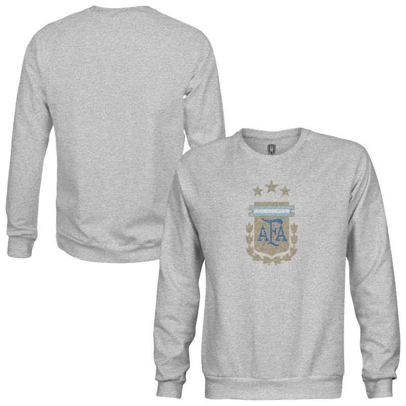 England Footbalkits Argentina National Team 1863FC Pullover Crewneck Sweatshirt – Heather Gray – Official World Cup Football Kits