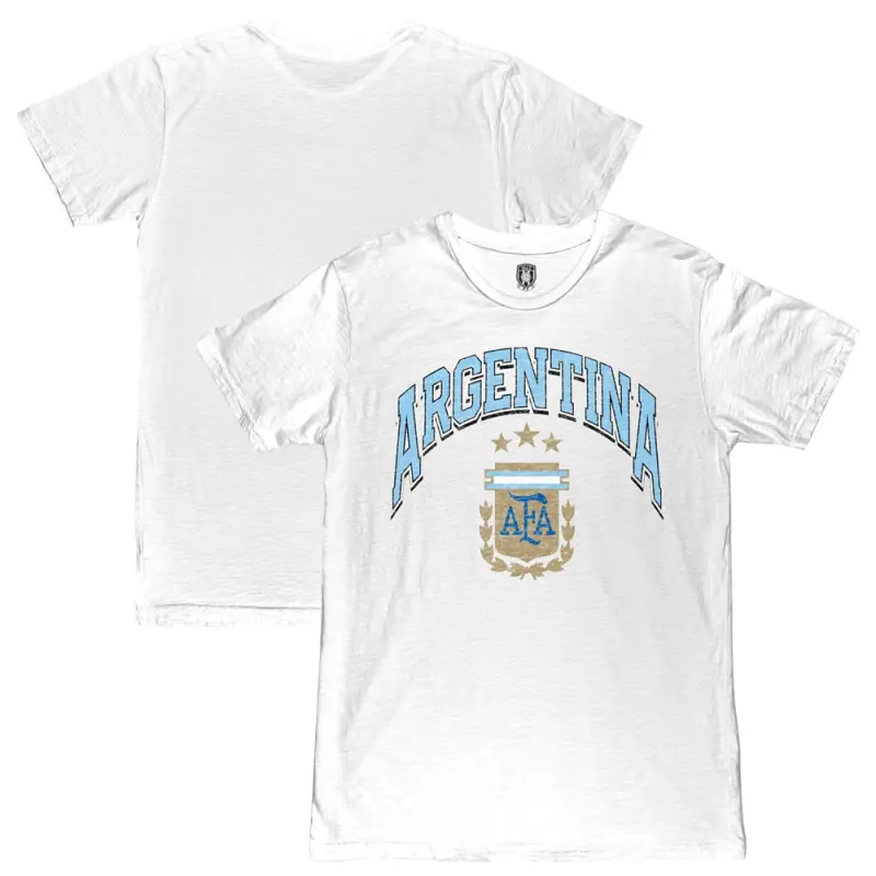 England Footbalkits Argentina National Team 1863FC Retro Wordmark T-Shirt – White – Official World Cup Football Kits