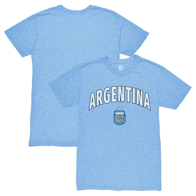 England Footbalkits Argentina National Team 1863FC Retro Wordmark Tri-Blend T-Shirt – Light Blue – Official World Cup Football Kits