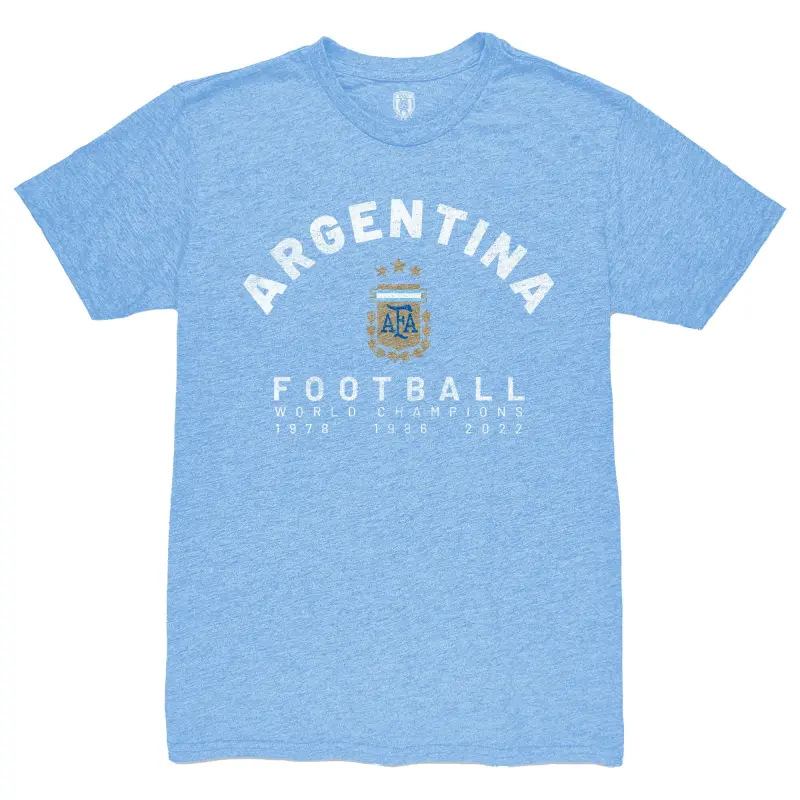 England Footbalkits Argentina National Team 1863FC Three-Time World Champions Tri-Blend T-Shirt – Light Blue – Official World Cup Football Kits