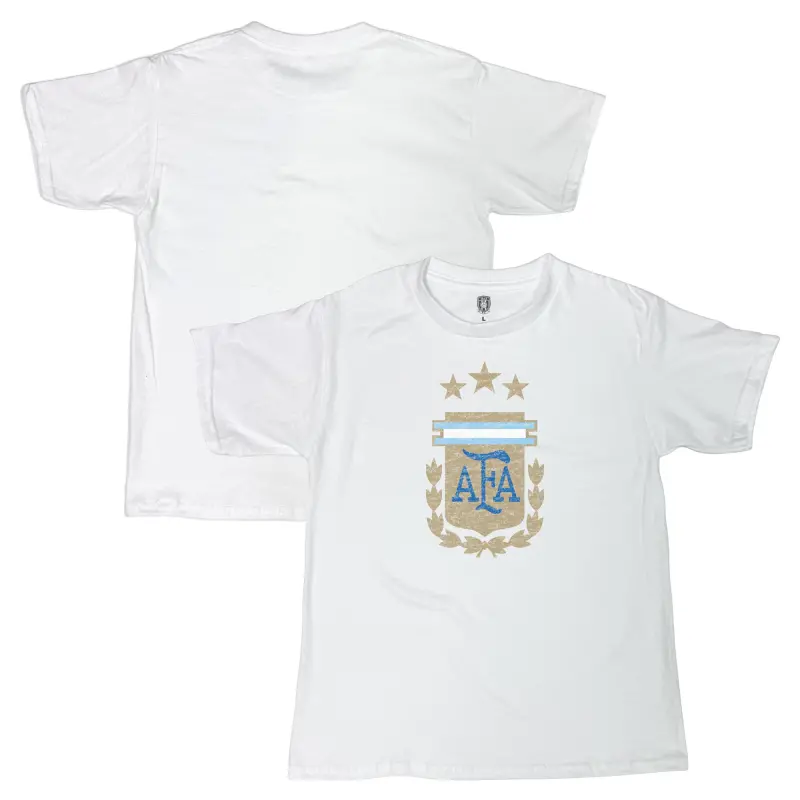 England Footbalkits Argentina National Team 1863FC Youth Badge T-Shirt – White – Official World Cup Football Kits