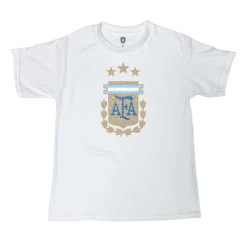 England Footbalkits Argentina National Team 1863FC Youth Badge T-Shirt – White – Official World Cup Football Kits