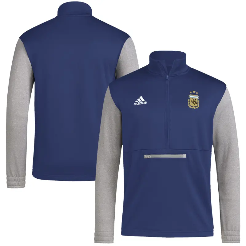 England Footbalkits Argentina National Team Adidas Crest Long Sleeve Half-Zip Top – Navy – Official World Cup Football Kits