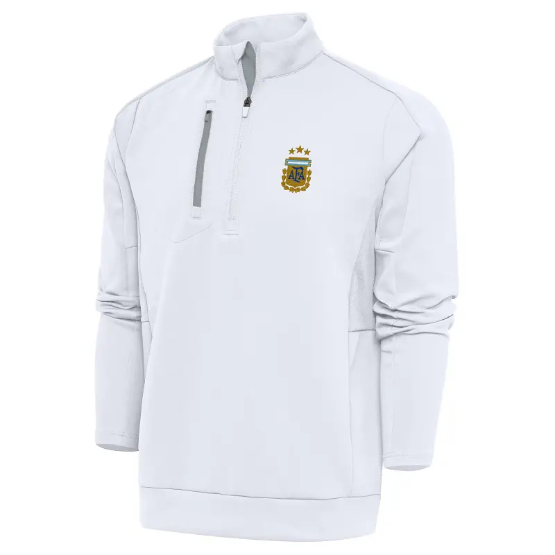 England Footbalkits Argentina National Team Antigua Generation Quarter-Zip Pullover Top – White – Official World Cup Football Kits