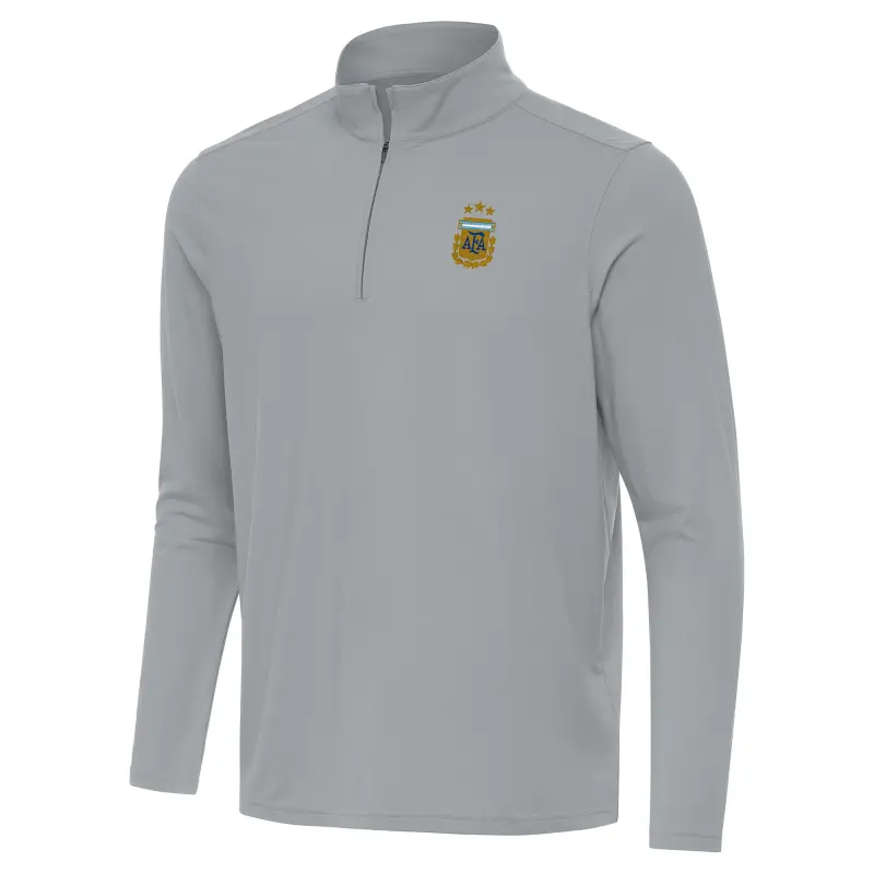 England Footbalkits Argentina National Team Antigua Intent Quarter-Zip Pullover Top – Gray – Official World Cup Football Kits