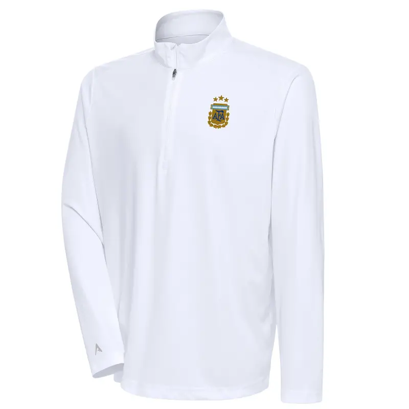 England Footbalkits Argentina National Team Antigua Tribute Quarter-Zip Pullover Top – White – Official World Cup Football Kits