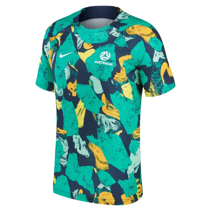 England Footbalkits Australia National Team Nike 2022/23 Pre-Match Top – Green/Yellow – Official World Cup Football Kits