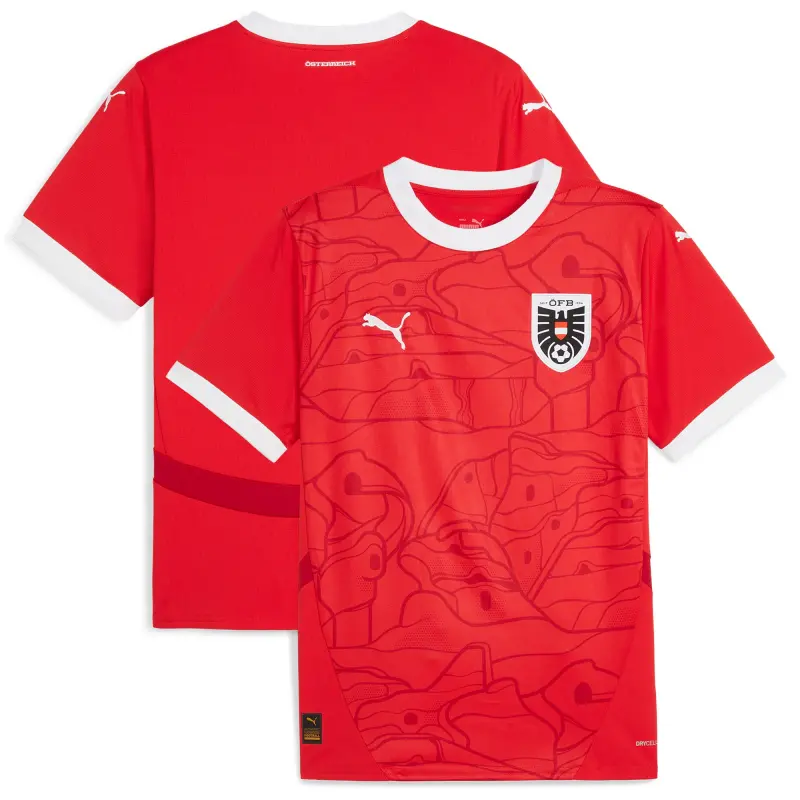 England Footbalkits Austria National Team Puma 2024 Home Replica Jersey – Red – Official World Cup Football Kits