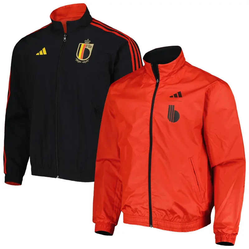 England Footbalkits Belgium National Team adidas AEROREADY Reversible Anthem Reversible Full-Zip Jacket – Red/Black – Official World Cup Football Kits