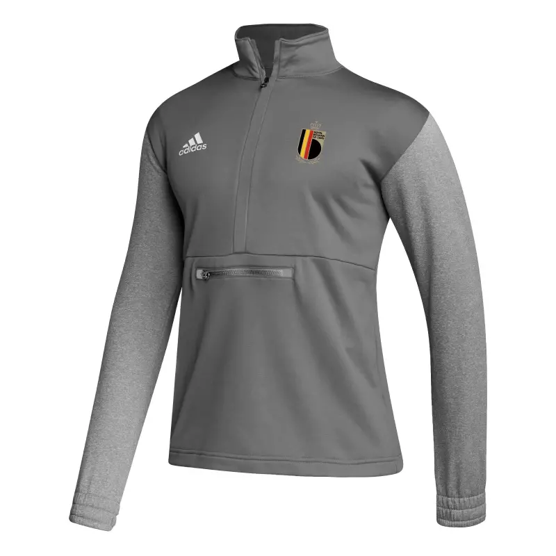 England Footbalkits Belgium National Team adidas Crest Long Sleeve Half-Zip Top – Gray – Official World Cup Football Kits
