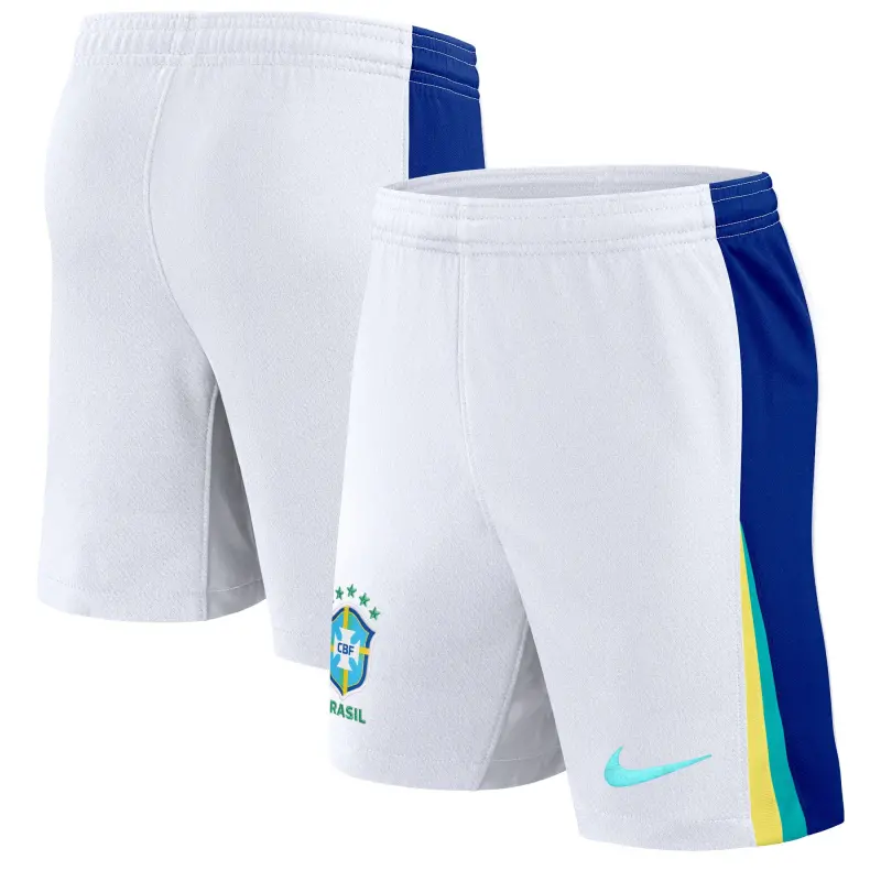 England Footbalkits Brazil National Team Nike 2024 Away Stadium Shorts – White – Official World Cup Football Kits