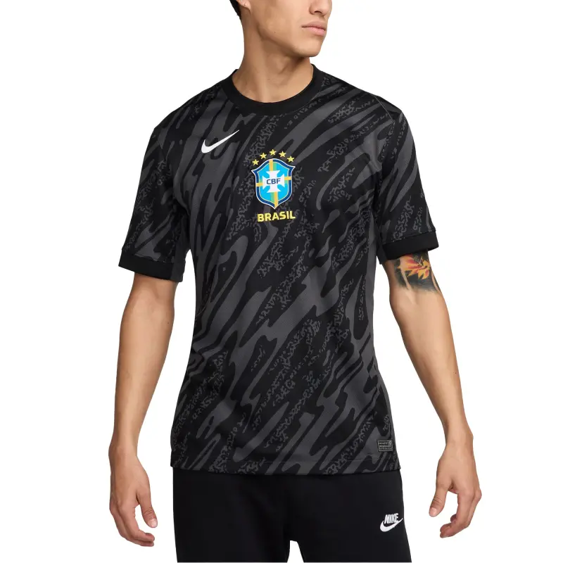 England Footbalkits Brazil National Team Nike 2024 Goalkeeper Replica Stadium Jersey – Anthracite – Official World Cup Football Kits