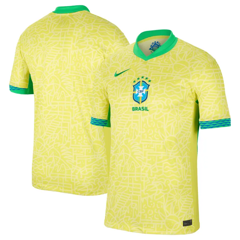 England Footbalkits Brazil National Team Nike 2024 Home Stadium Replica Jersey – Yellow – Official World Cup Football Kits