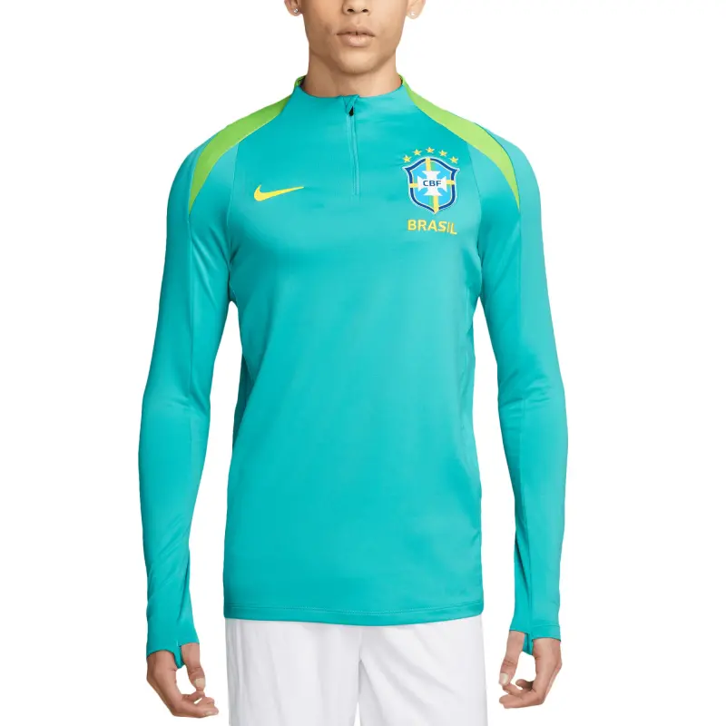 England Footbalkits Brazil National Team Nike 2024 Strike Drill Performance Quarter-Zip Pullover Top – Aqua – Official World Cup Football Kits