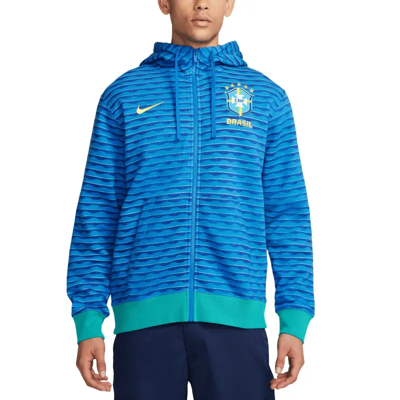 England Footbalkits Brazil National Team Nike Club Full-Zip Hoodie – Blue – Official World Cup Football Kits