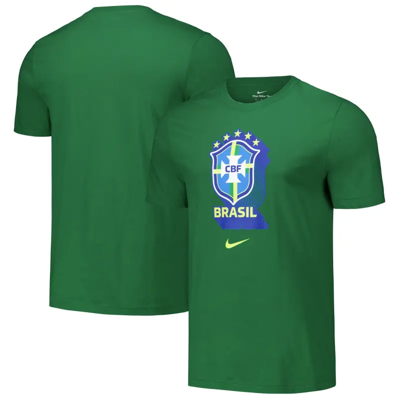 England Footbalkits Brazil National Team Nike Crest Core T-Shirt – Green – Official World Cup Football Kits