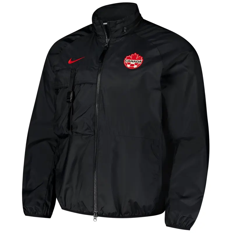 England Footbalkits Canada Soccer Nike 2024 Halo Anthem Full-Zip Jacket – Black – Official World Cup Football Kits