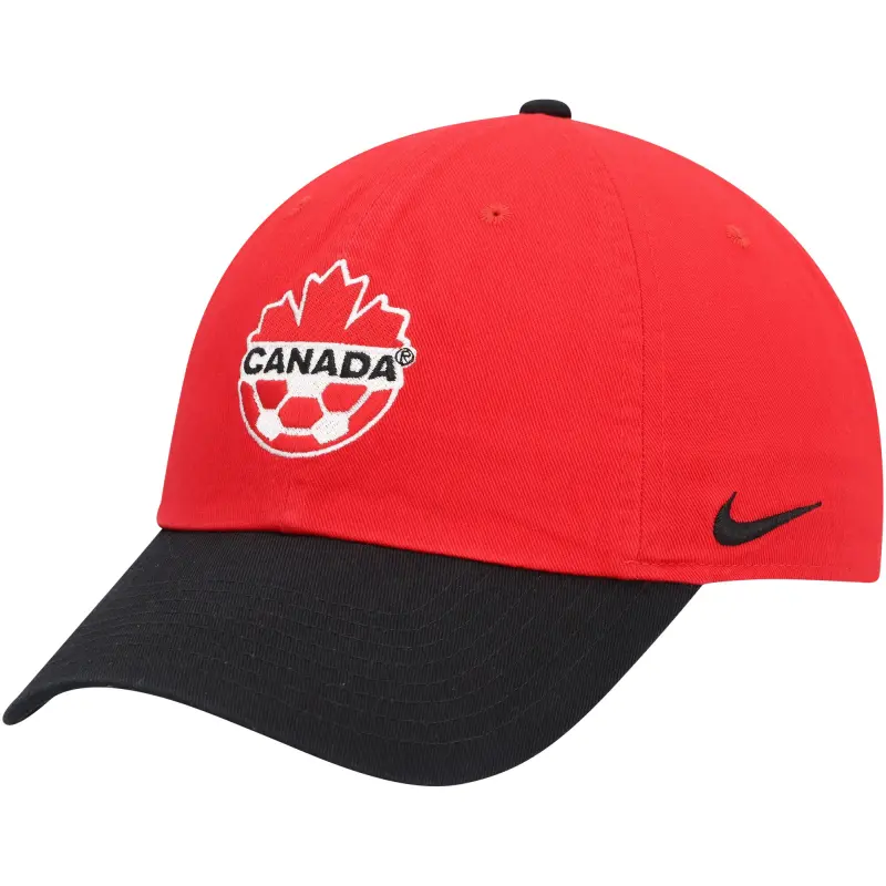 England Footbalkits Canada Soccer Nike Campus Adjustable Hat – Red/Charcoal – Official World Cup Football Kits