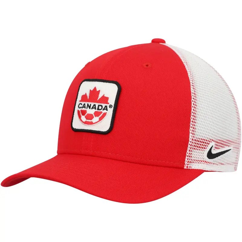 England Footbalkits Canada Soccer Nike Classic99 Trucker Snapback Hat – Red – Official World Cup Football Kits