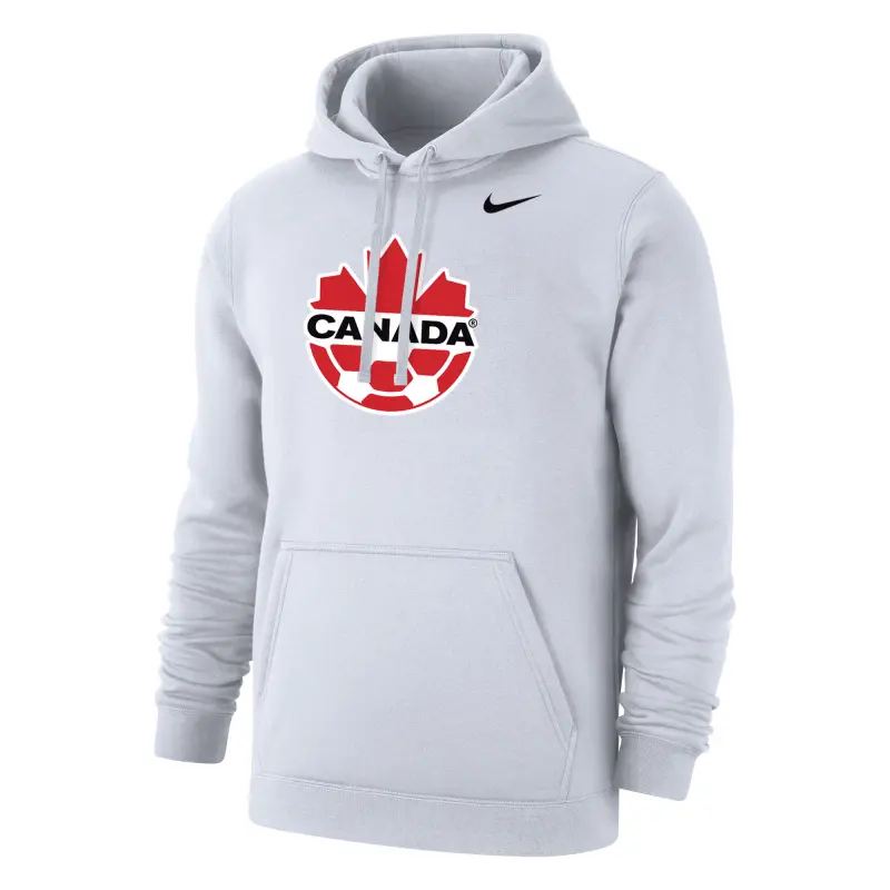 England Footbalkits Canada Soccer Nike Club Primary Pullover Hoodie – White – Official World Cup Football Kits