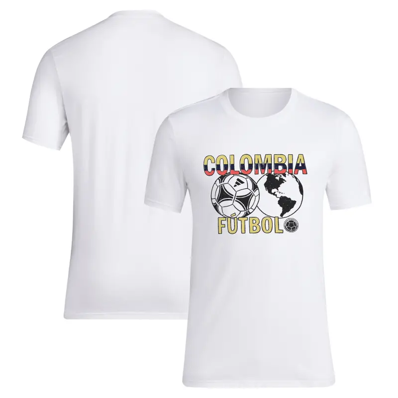 England Footbalkits Colombia National Team adidas Around The World T-Shirt – White – Official World Cup Football Kits