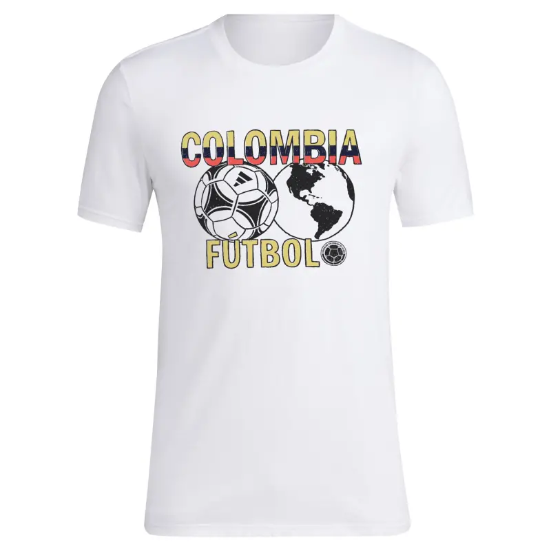 England Footbalkits Colombia National Team adidas Around The World T-Shirt – White – Official World Cup Football Kits