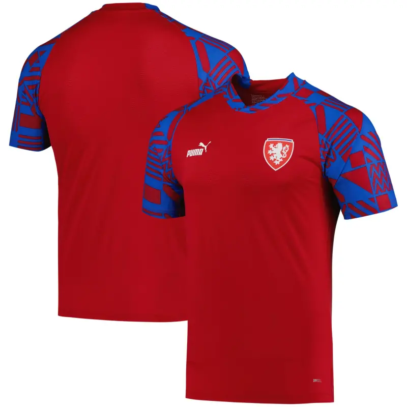 England Footbalkits Czech Republic National Team Puma Pre-Match V-Neck Top – Red – Official World Cup Football Kits
