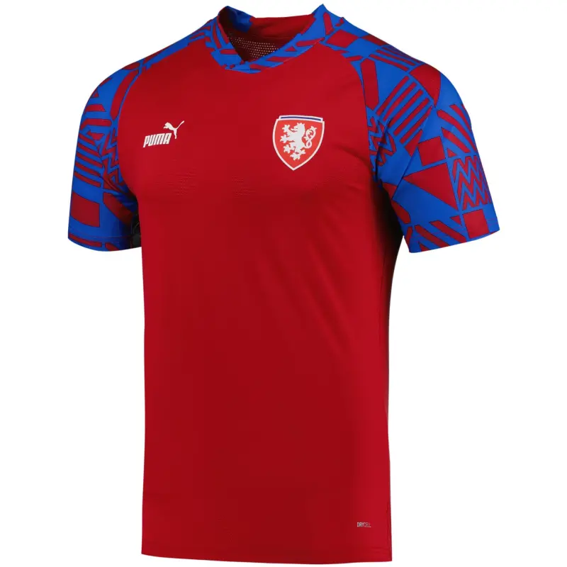 England Footbalkits Czech Republic National Team Puma Pre-Match V-Neck Top – Red – Official World Cup Football Kits