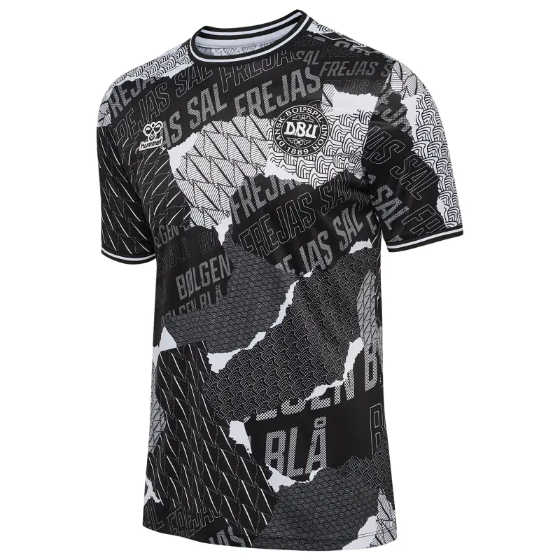 England Footbalkits Denmark National Team 2024 Pre-Match Top – Black – Official World Cup Football Kits