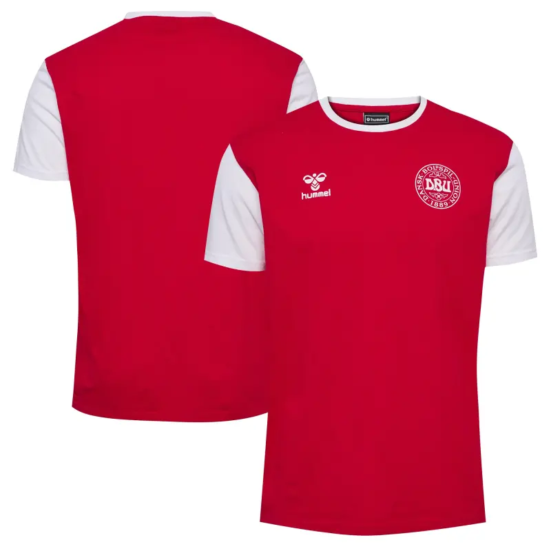 England Footbalkits Denmark National Team Block T-Shirt – Red – Official World Cup Football Kits
